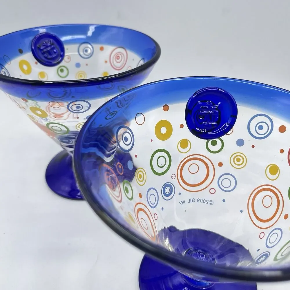 Royal Caribbean Kosta Boda Cocktail Glasses 2009 Hand blown Cobalt Blue 2